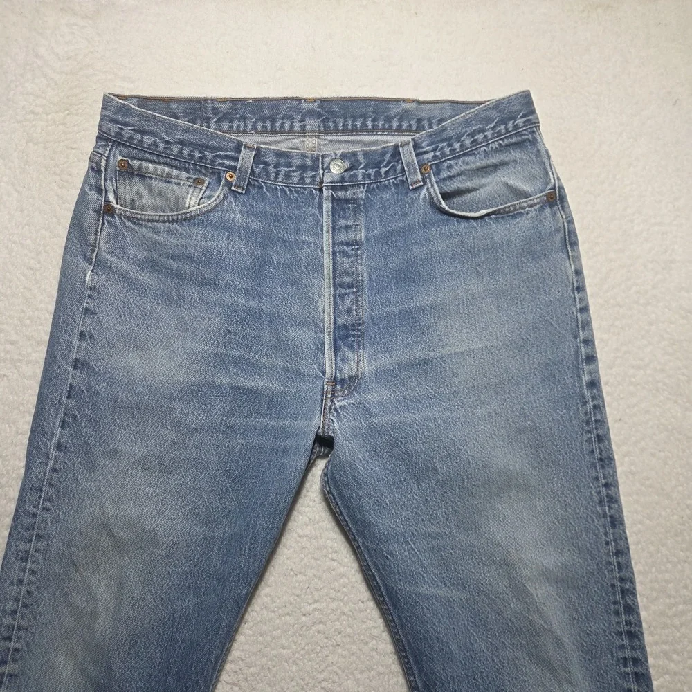 Vintage 1980s Levi's 501 Size 34x27 Button Fly USA Made‎ Distressed Faded